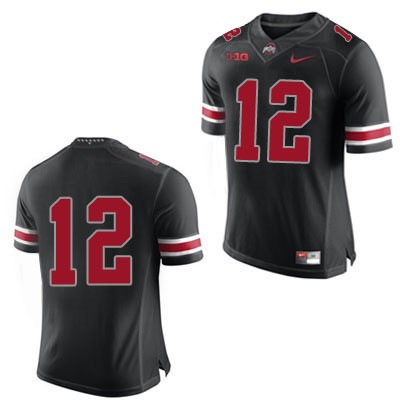 Ohio State Buckeyes Men's Only Number #12 Black Authentic Nike College NCAA Stitched Football Jersey TK19G17TL